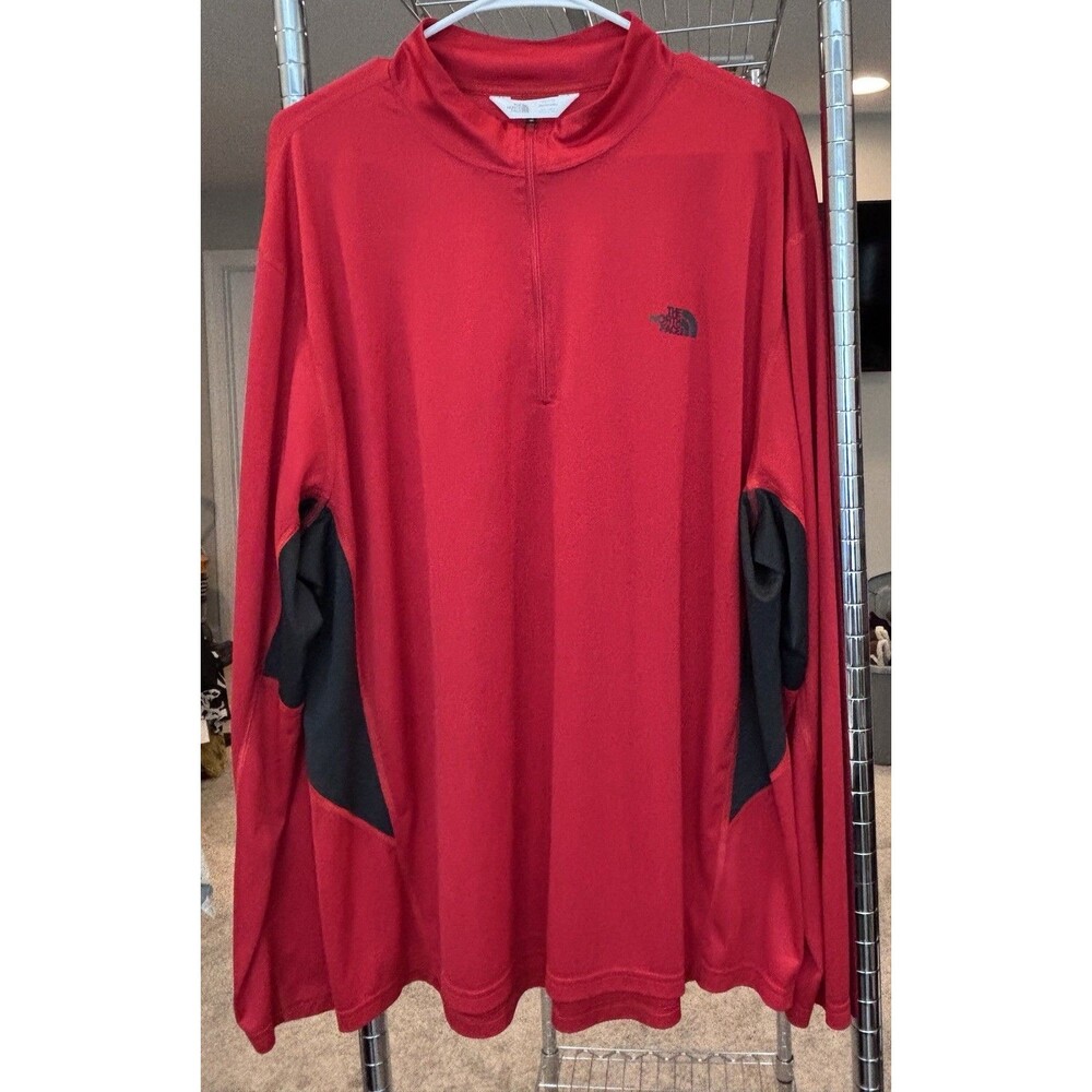 The North Face Red Black Vapor Wick Quarter Zip Men’s size XXL Mock Neck
